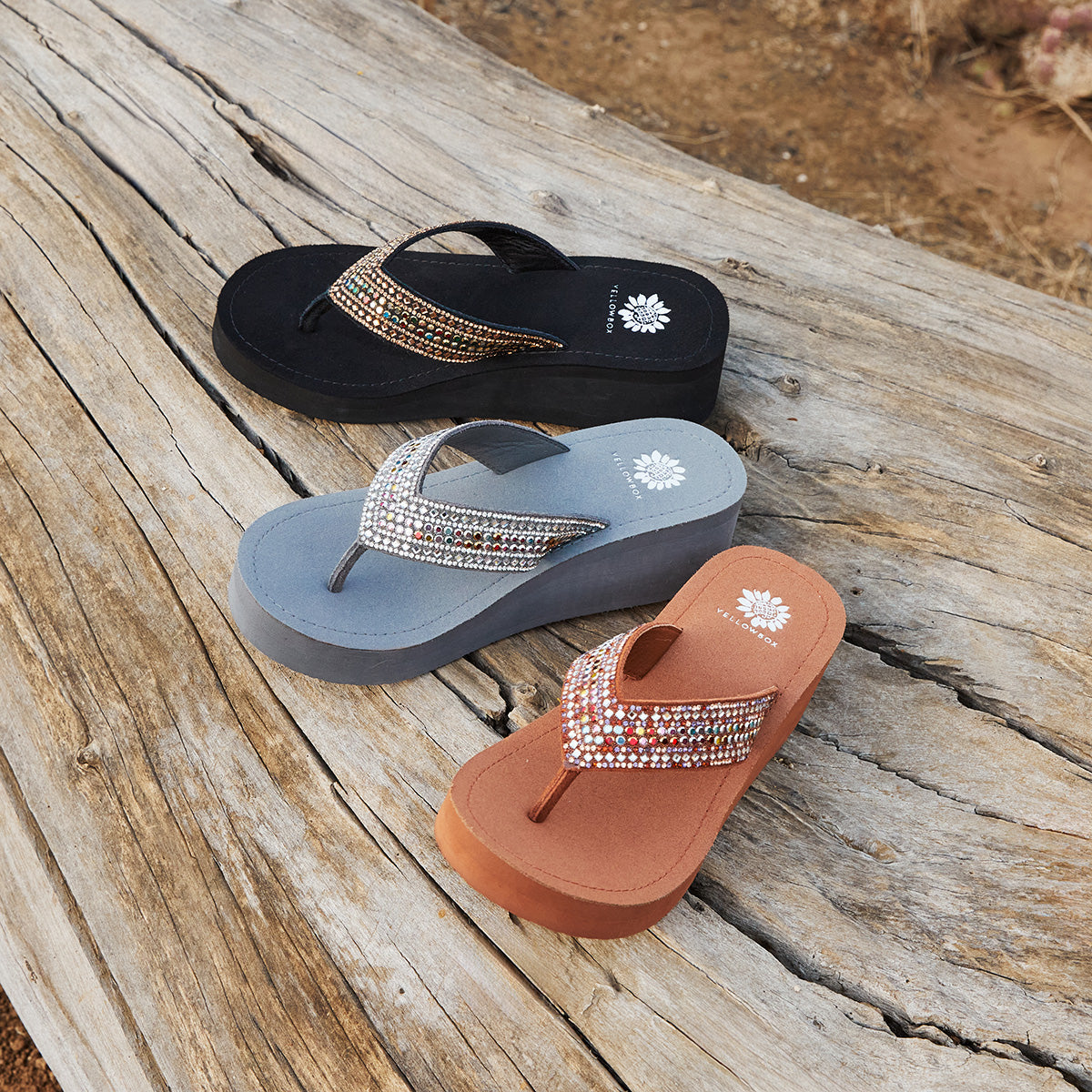 Yellow Box Footwear Terrah Wedge Sandal - Gray Multi